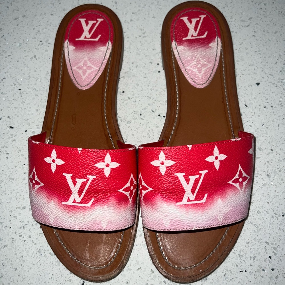 LV Red & Pink, brown leather sole, white stitching size 38 (8)